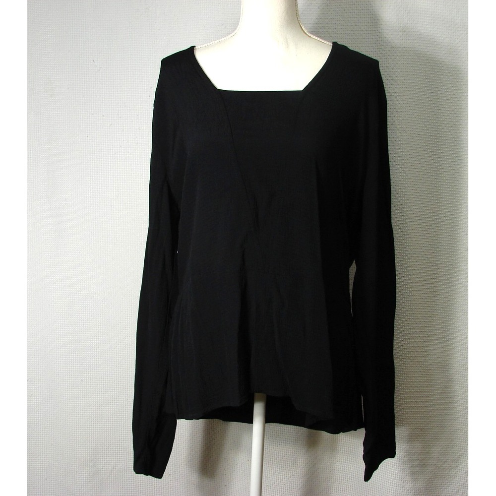 FLAX by Jeanne Engelhart Rayon Crepe Long Sleeve Pullover Top Size M Minimalist